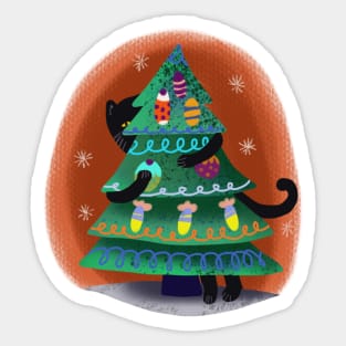 Cat Christmas Tree Sticker